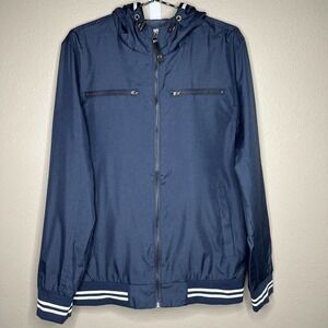 Montfort Men's Blue Full Zip Lightweight Hooded Windbreaker Jacket Size S